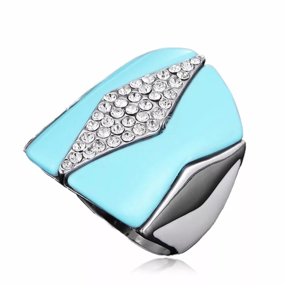 Paved Geometric CZ Crystal Ring Size 6-9 NEW